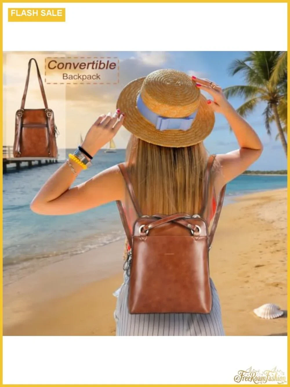 Vintage Leather Convertible Backpack Purse Women Travel Crossbody Sling Bag